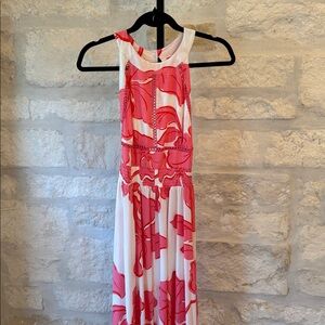 Pink and White Floral Halter Dress